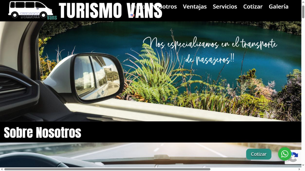 Captura real del sitio TurismoVans