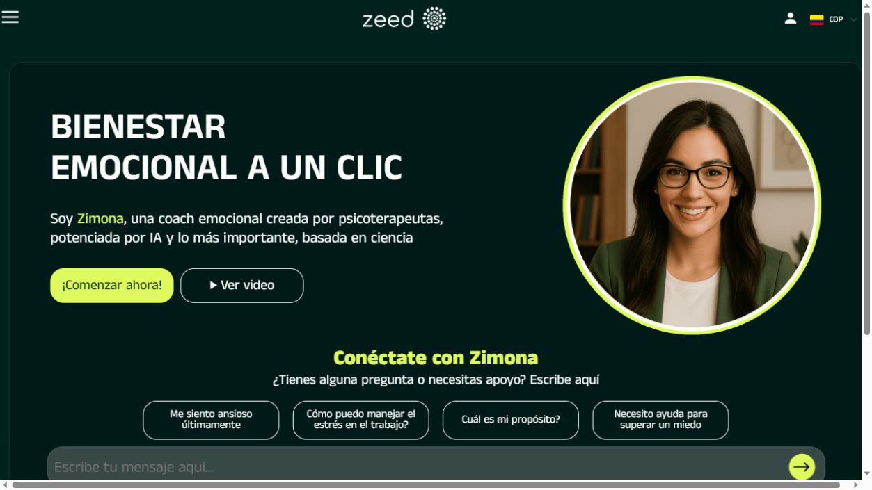 Captura real del chat de Zimona en Zeed